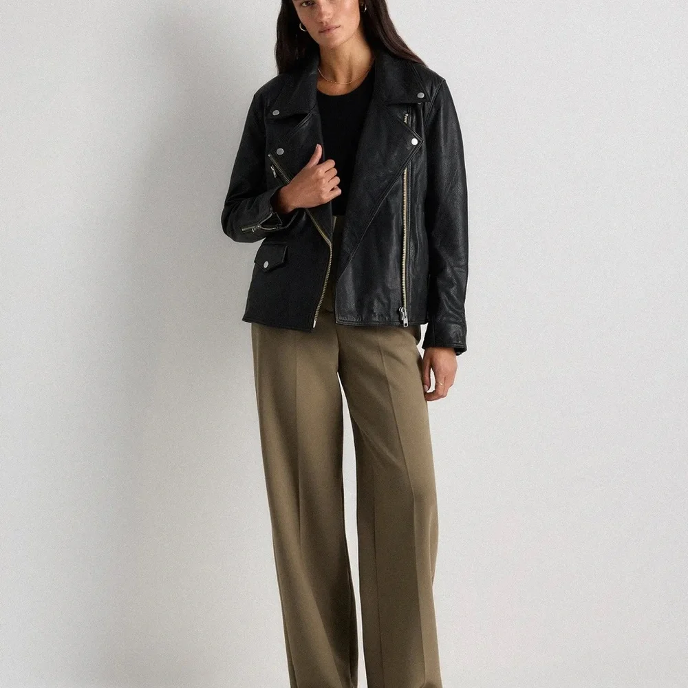 Quince 100% Leather Oversized Biker Jacket - XS - Picture 2 of 9